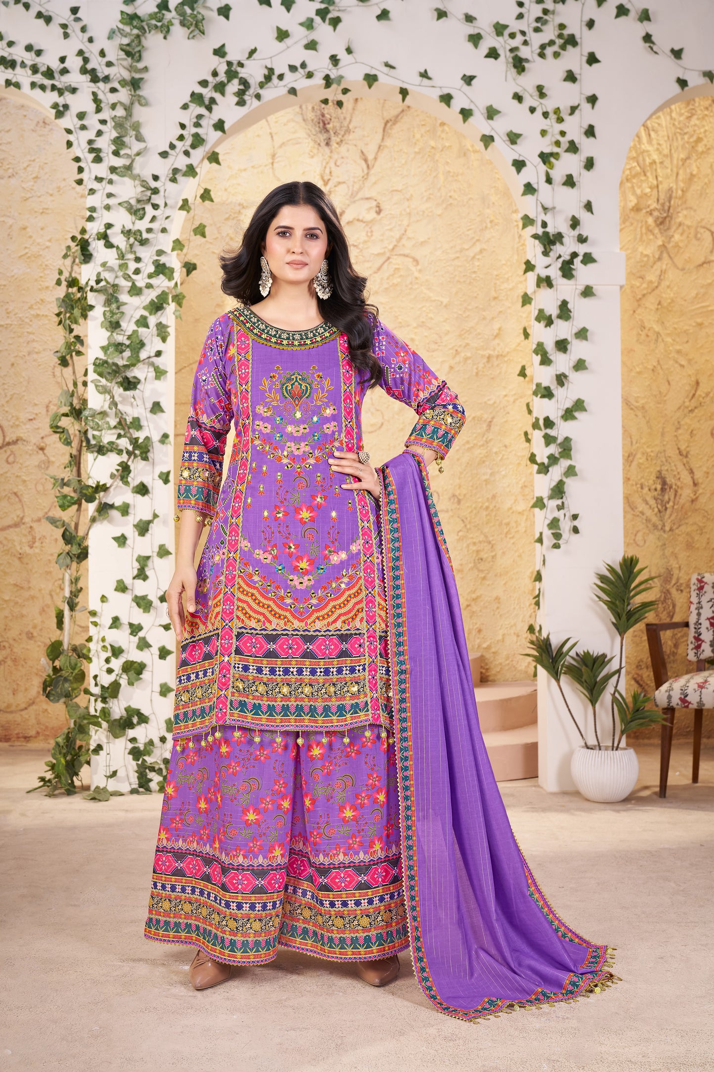Swarah-Heavy Fancy Plazo Pair With Dupatta Set