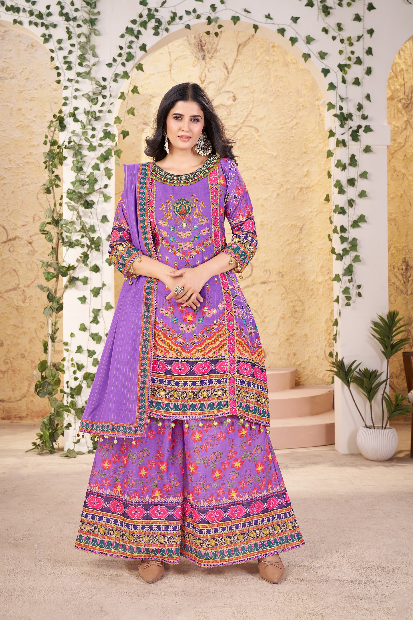 Swarah-Heavy Fancy Plazo Pair With Dupatta Set