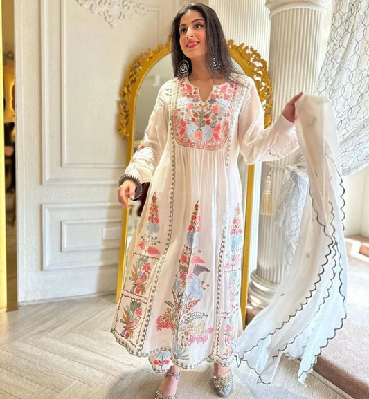 SAKEENA HEAVY PAKISTANI THREE PIECE FANCY SUITE WITH DUPATTA SET