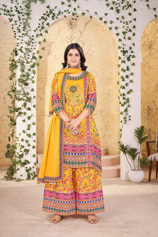 Swarah-Heavy Fancy Plazo Pair With Dupatta Set